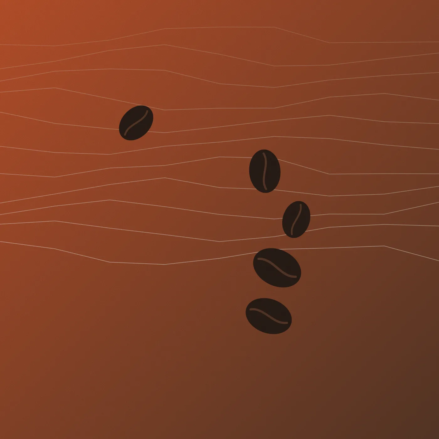 Illustration de grains de café sur un fond rouille