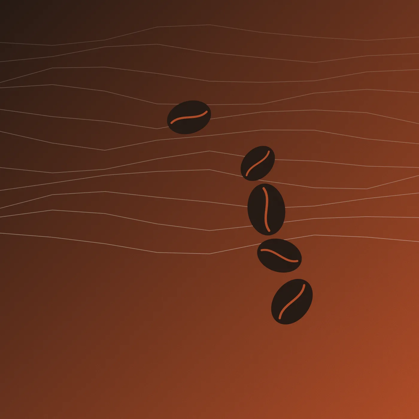 Illustration de grains de café sur un fond espresso