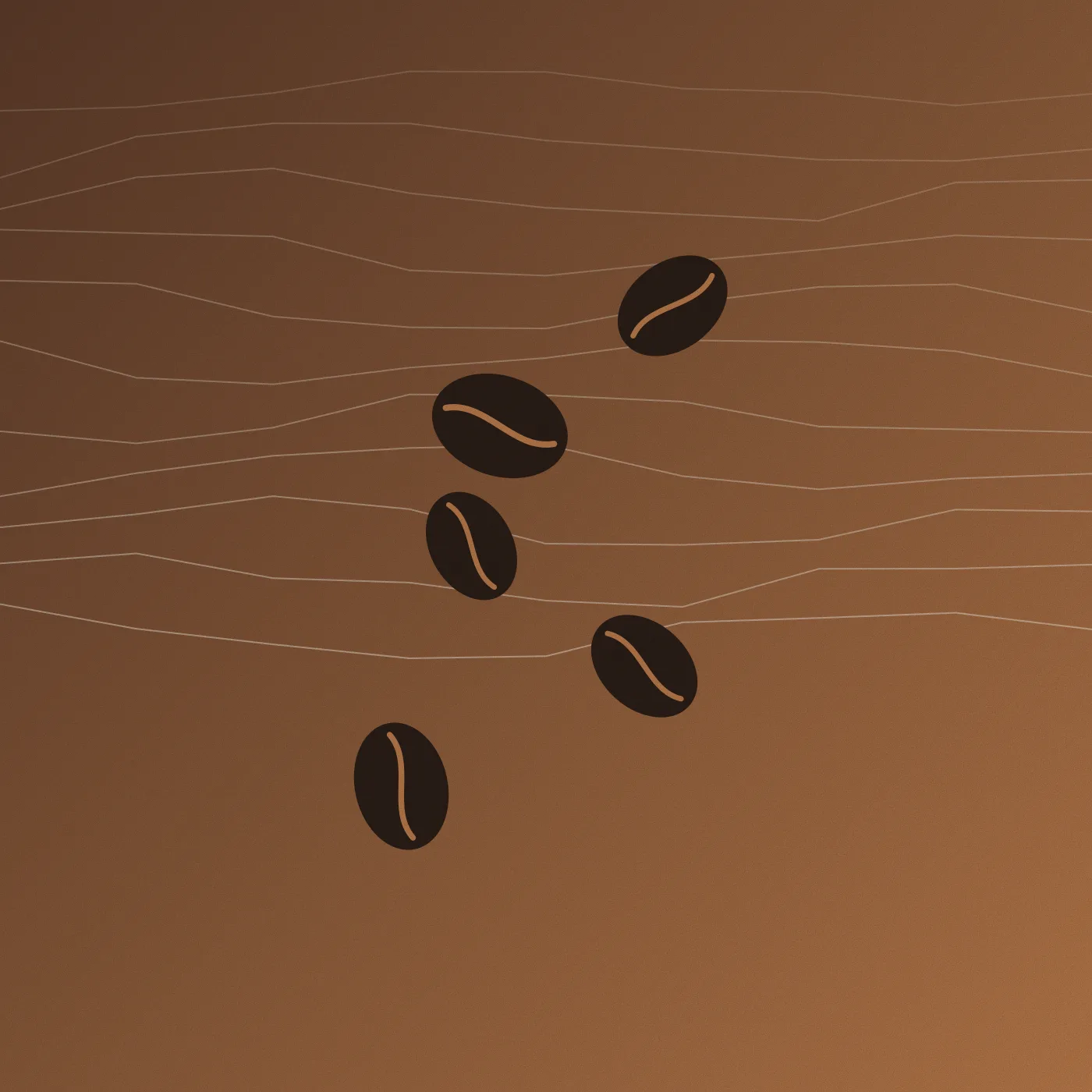 Illustration de grains de café sur un fond moka